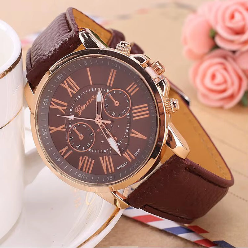 2020 Geneva Watches Women Sport Watches Leather Band Quartz Wristwatch Casual Ladies Watches Cheap Price Dropship Reloj Mujer