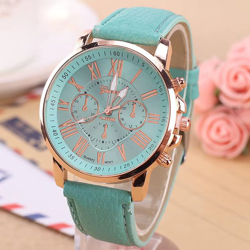 2020 Geneva Watches Women Sport Watches Leather Band Quartz Wristwatch Casual Ladies Watches Cheap Price Dropship Reloj Mujer