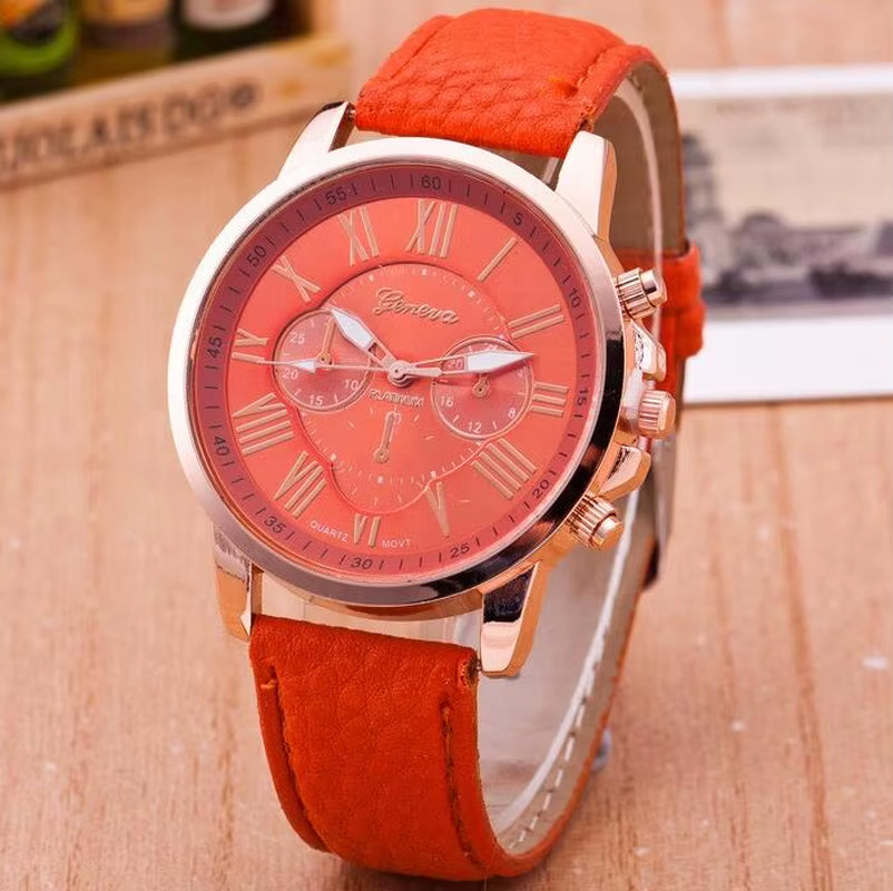 2020 Geneva Watches Women Sport Watches Leather Band Quartz Wristwatch Casual Ladies Watches Cheap Price Dropship Reloj Mujer