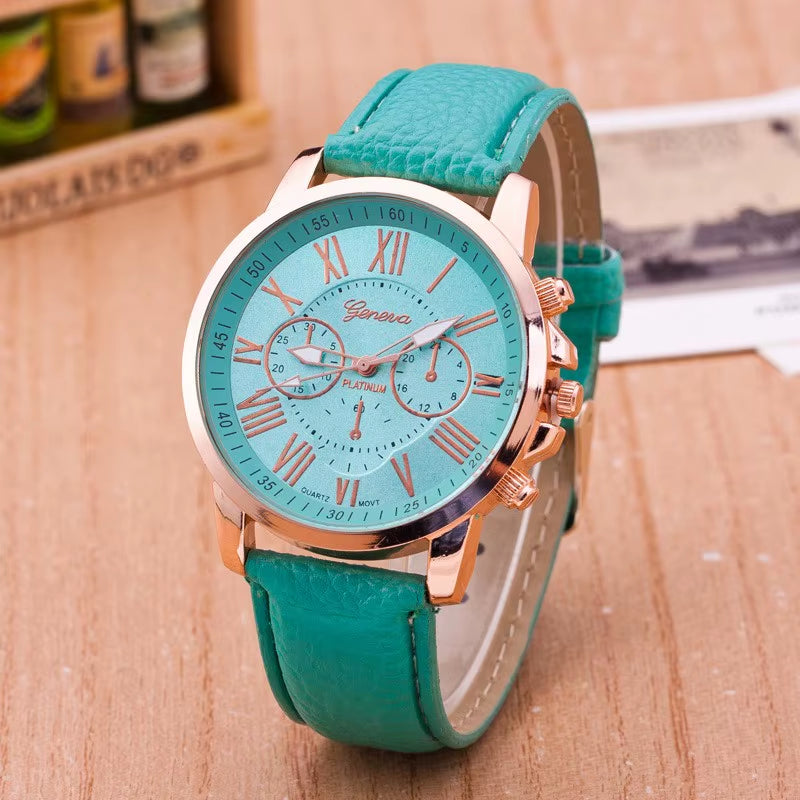 2020 Geneva Watches Women Sport Watches Leather Band Quartz Wristwatch Casual Ladies Watches Cheap Price Dropship Reloj Mujer