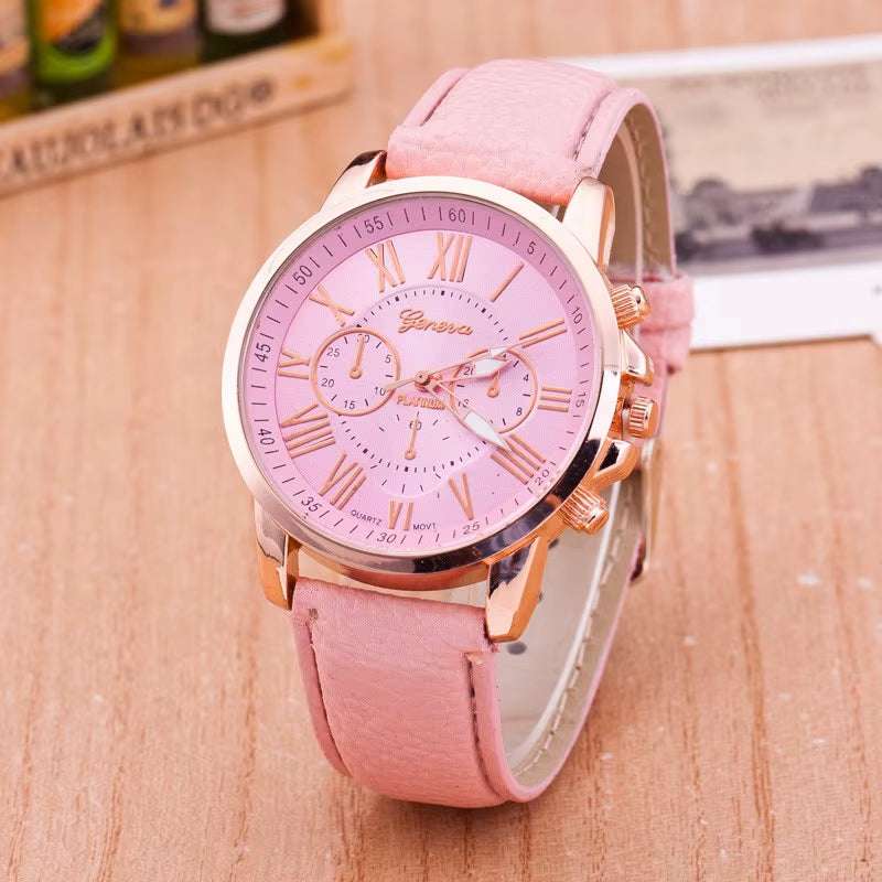 2020 Geneva Watches Women Sport Watches Leather Band Quartz Wristwatch Casual Ladies Watches Cheap Price Dropship Reloj Mujer