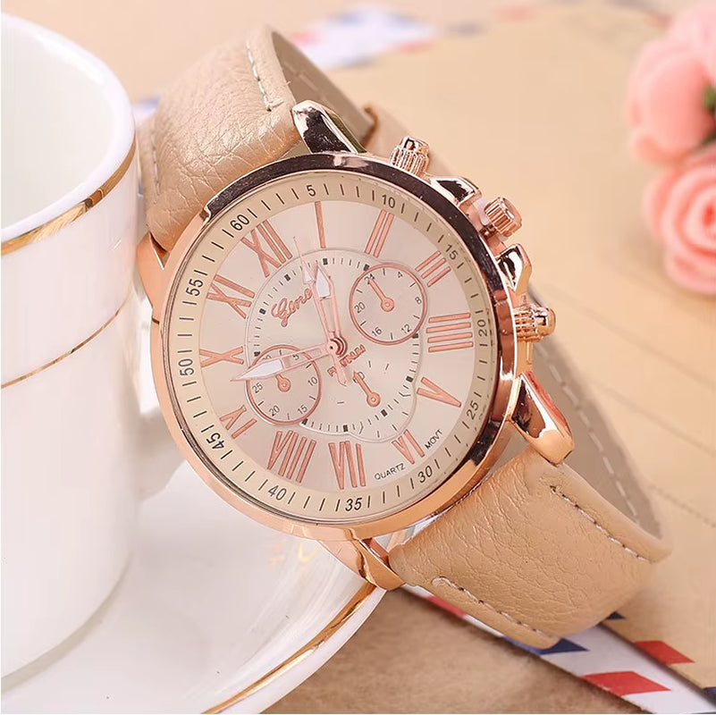 2020 Geneva Watches Women Sport Watches Leather Band Quartz Wristwatch Casual Ladies Watches Cheap Price Dropship Reloj Mujer