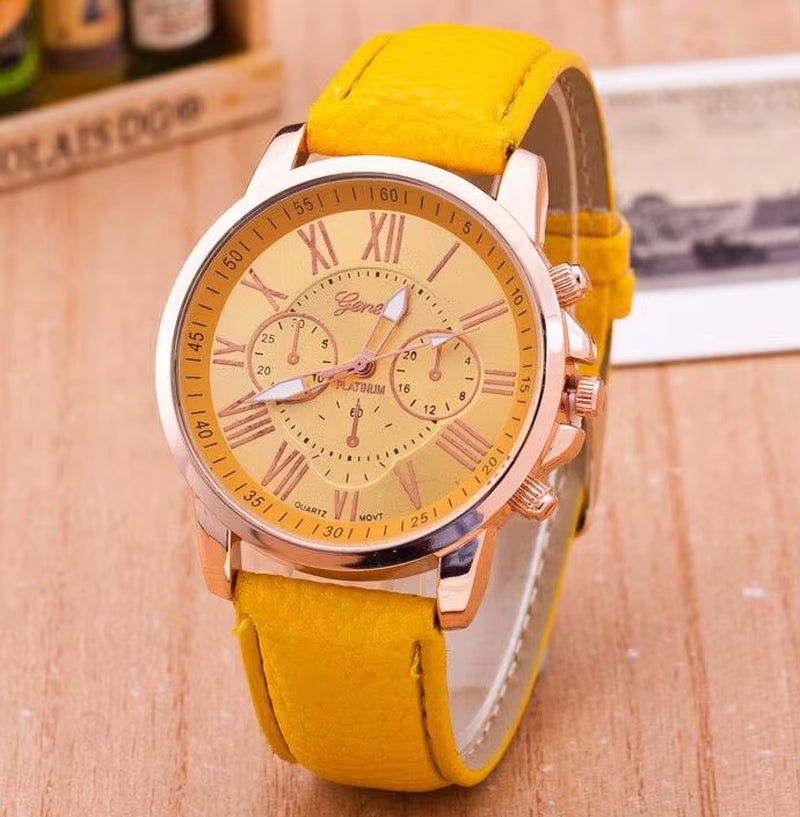 2020 Geneva Watches Women Sport Watches Leather Band Quartz Wristwatch Casual Ladies Watches Cheap Price Dropship Reloj Mujer