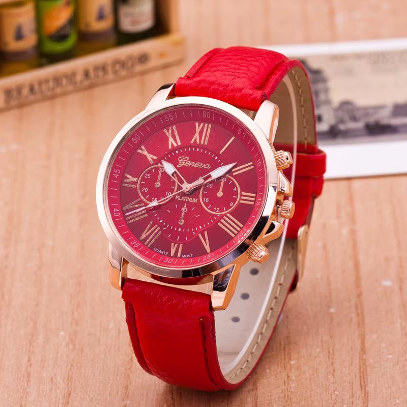 2020 Geneva Watches Women Sport Watches Leather Band Quartz Wristwatch Casual Ladies Watches Cheap Price Dropship Reloj Mujer