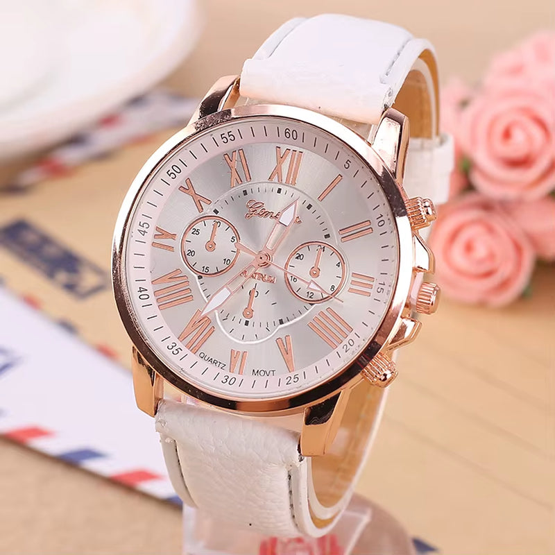 2020 Geneva Watches Women Sport Watches Leather Band Quartz Wristwatch Casual Ladies Watches Cheap Price Dropship Reloj Mujer