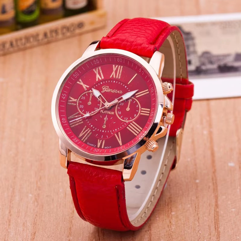 2020 Geneva Watches Women Sport Watches Leather Band Quartz Wristwatch Casual Ladies Watches Cheap Price Dropship Reloj Mujer